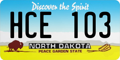 ND license plate HCE103