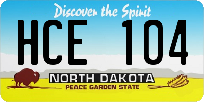 ND license plate HCE104