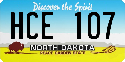 ND license plate HCE107