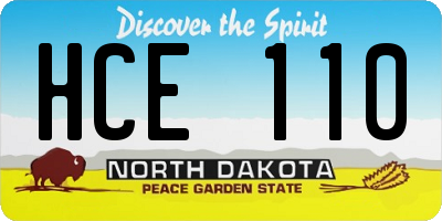 ND license plate HCE110