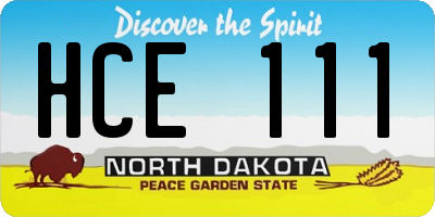 ND license plate HCE111