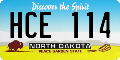 ND license plate HCE114