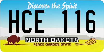 ND license plate HCE116