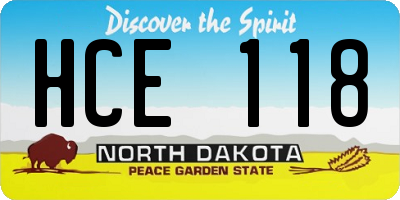 ND license plate HCE118