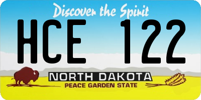 ND license plate HCE122