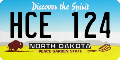 ND license plate HCE124