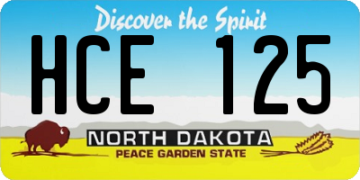 ND license plate HCE125