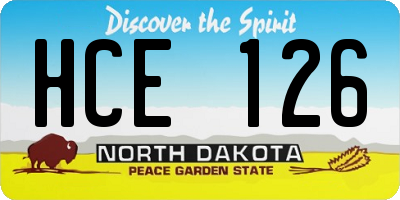 ND license plate HCE126