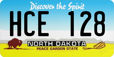 ND license plate HCE128