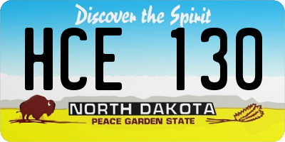 ND license plate HCE130