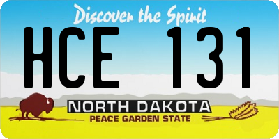 ND license plate HCE131