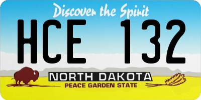 ND license plate HCE132