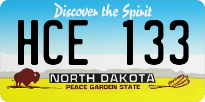 ND license plate HCE133