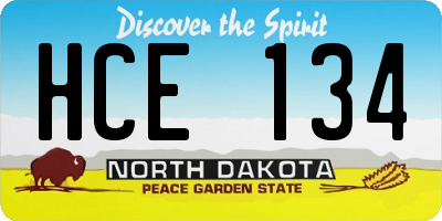 ND license plate HCE134