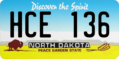 ND license plate HCE136