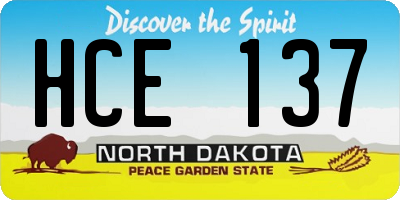 ND license plate HCE137