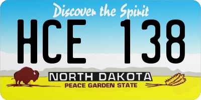 ND license plate HCE138