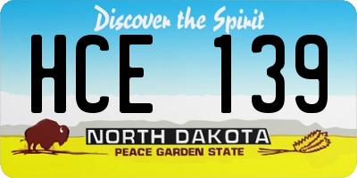 ND license plate HCE139