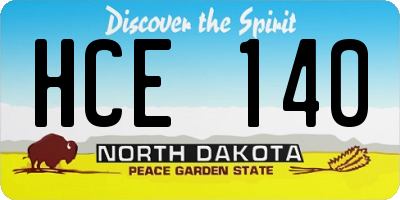 ND license plate HCE140