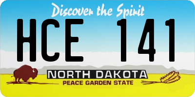 ND license plate HCE141