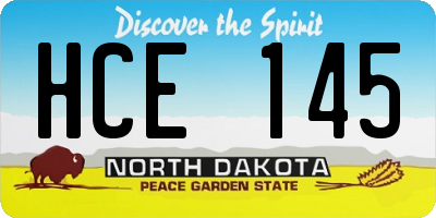 ND license plate HCE145