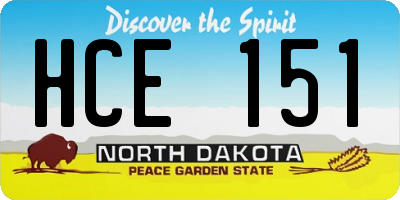 ND license plate HCE151