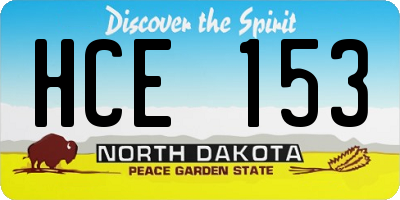 ND license plate HCE153