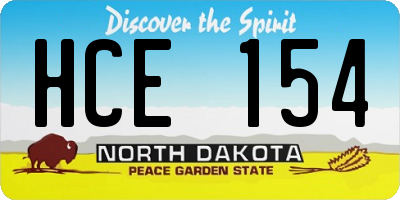 ND license plate HCE154