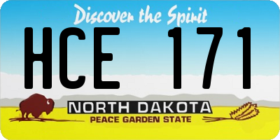 ND license plate HCE171
