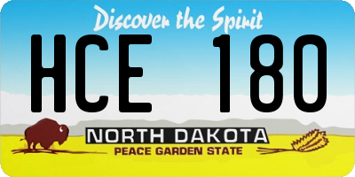 ND license plate HCE180