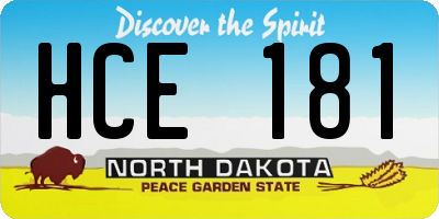 ND license plate HCE181