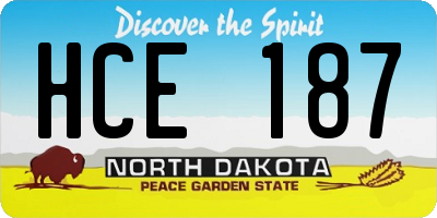 ND license plate HCE187