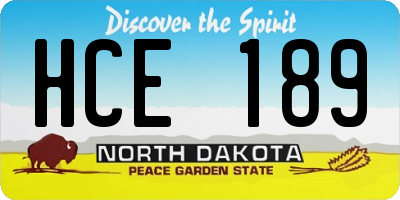 ND license plate HCE189