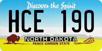 ND license plate HCE190