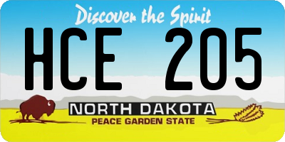 ND license plate HCE205