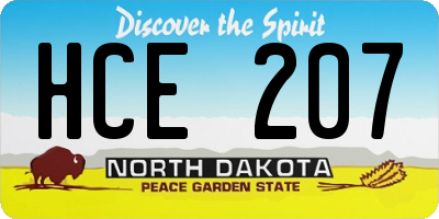 ND license plate HCE207