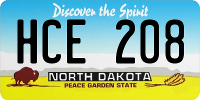 ND license plate HCE208