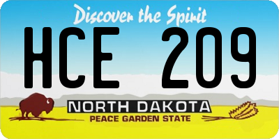 ND license plate HCE209