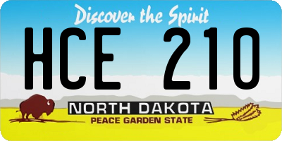 ND license plate HCE210