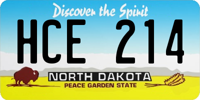 ND license plate HCE214