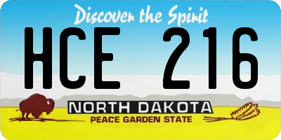 ND license plate HCE216