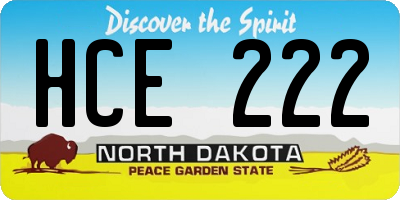 ND license plate HCE222