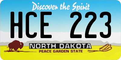 ND license plate HCE223