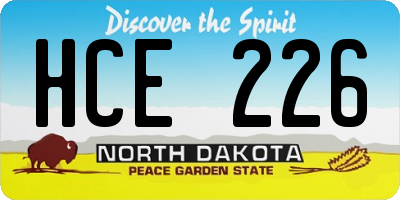 ND license plate HCE226