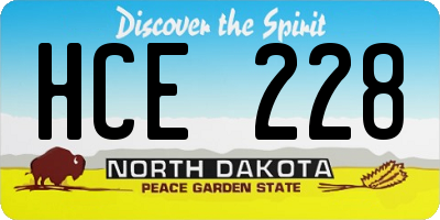 ND license plate HCE228