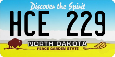 ND license plate HCE229