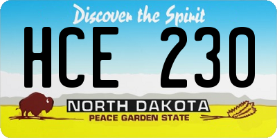 ND license plate HCE230