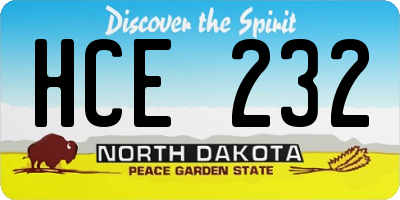 ND license plate HCE232