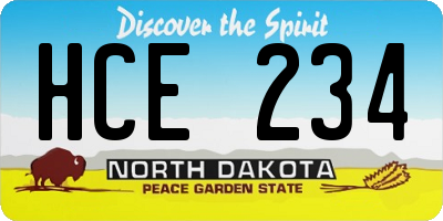 ND license plate HCE234