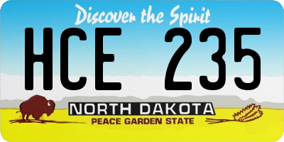 ND license plate HCE235